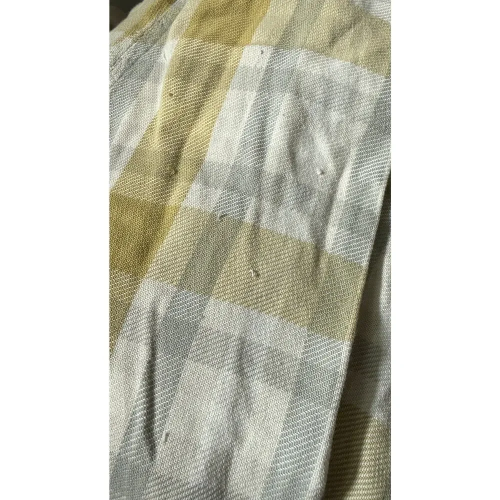 The North Face Mens Plaid Flannel Shirt Size MY ellow Grey Heavyweight Cotton